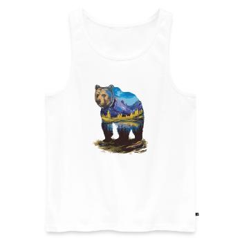 Wander Bear Mountains Lake Retro Nature Design - Men's Premium Organic Tank Top - white - Front - Michal (187cm)