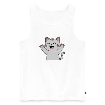 Pattes de chat heureuses Santé (griffes pointues) - Débardeur bio Premium Homme - blanc - Devant - Michal (187cm)