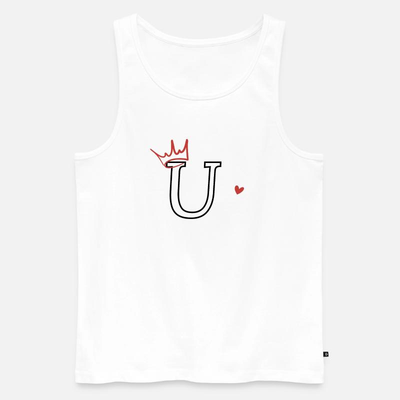 Buchstabe u, Kronenherz - Männer Premium Bio Tank Top - Weiß