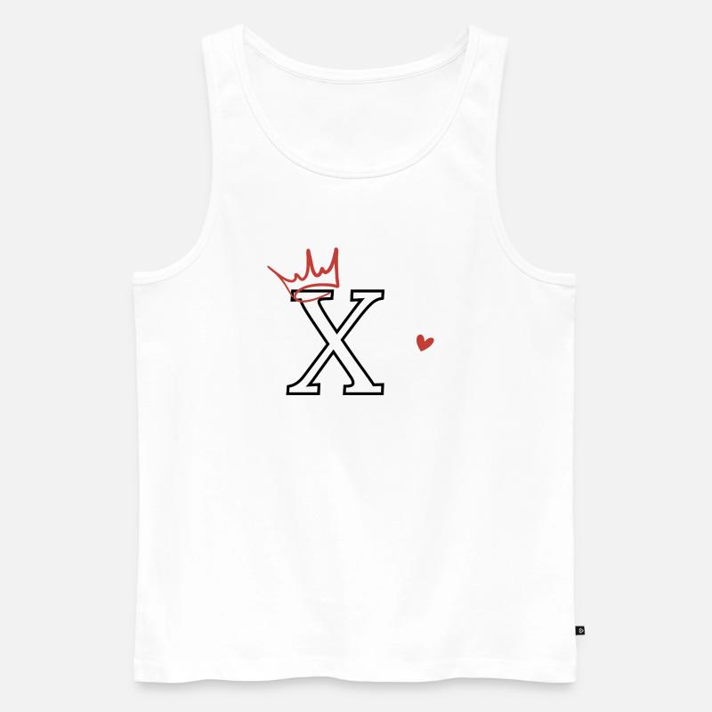 Buchstabe x Herzkrone - Männer Premium Bio Tank Top - Weiß
