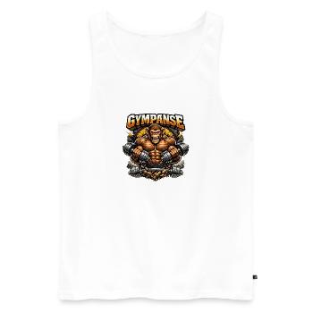 Der sportlichste Affe im Gym - Gympanse - Männer Premium Bio Tank Top - Weiß - Vorne - AI Model Male 178 light (178cm)