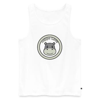 Hippo Love Nilpferd Logo Abzeichen - Männer Premium Bio Tank Top - Weiß - Vorne - Michal (187cm)