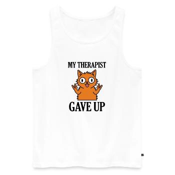 My Therapist Gave Up Funny Cat Meme - Men's Premium Organic Tank Top - white - Front - AI Model Male 178 light (178cm)