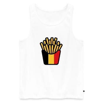 Frites Pop Art Jaune Rouge - Débardeur bio Premium Homme - blanc - Devant - Michal (187cm)