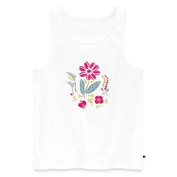 Blumenornament mit Blättern - Männer Premium Bio Tank Top - Weiß - Vorne - AI Model Male 178 light (178cm)