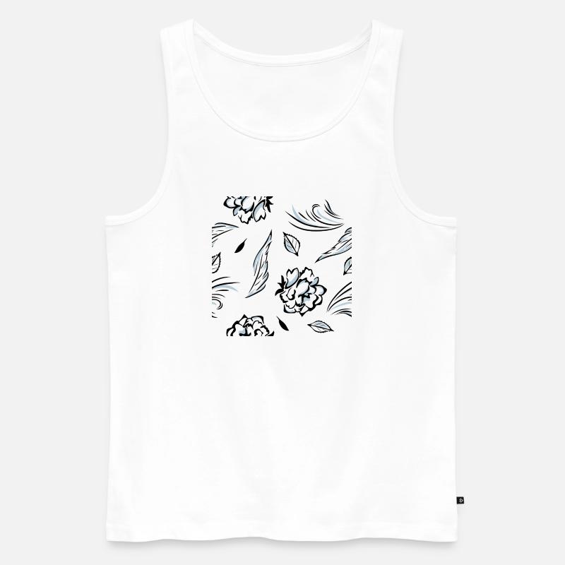 Seamless_pattern_with_roses - Männer Premium Bio Tank Top - Weiß