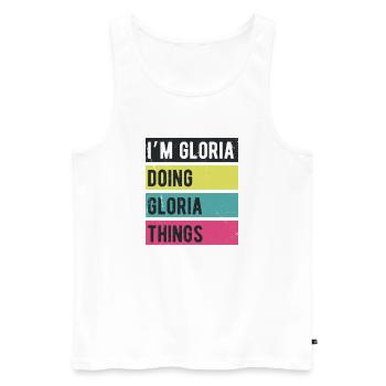 Ich bin Gloria und mache Gloria-Dinge Retro-Farben - Männer Premium Bio Tank Top - Weiß - Vorne - AI Model Male 178 light (178cm)