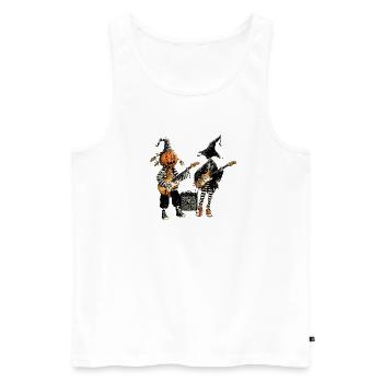 Pumpkin & Skeleton Rock Band Illustration - Men's Premium Organic Tank Top - white - Front - Michal (187cm)