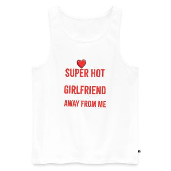 Love Warning Girlfriend Shirt - Men's Premium Organic Tank Top - white - Front - Michal (187cm)