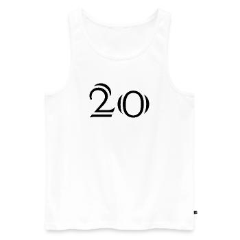 20. 20 ANS. 20e ANNIVERSAIRE. ANNIVERSAIRE 20 ANS. - Débardeur bio Premium Homme - blanc - Devant - Michal (187cm)