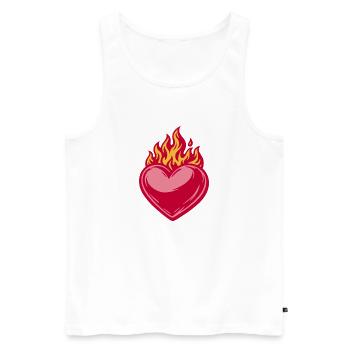 Brennendes Herz - Valentine' Day - Liebe - Männer Premium Bio Tank Top - Weiß - Vorne - Michal (187cm)