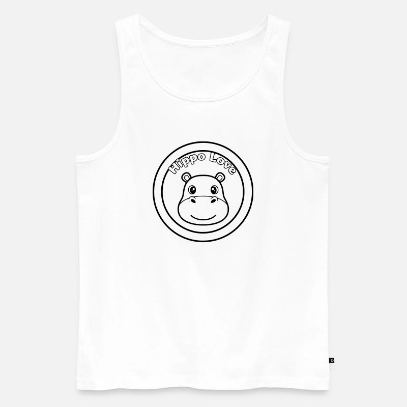 Hippo Love Nilpferd Logo - Männer Premium Bio Tank Top - Weiß