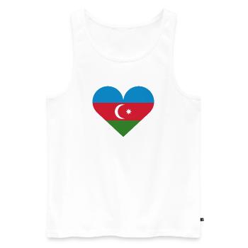 Herzflagge Aserbaidschans - Männer Premium Bio Tank Top - Weiß - Vorne - AI Model Male 178 light (178cm)