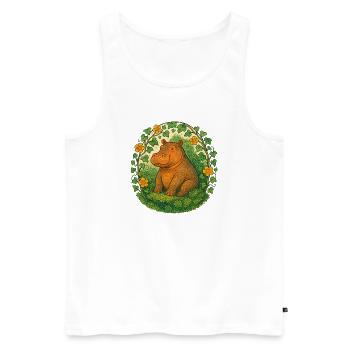 Hippopotame fantaisiste dans le cercle du lierre - Débardeur bio Premium Homme - blanc - Devant - Michal (187cm)