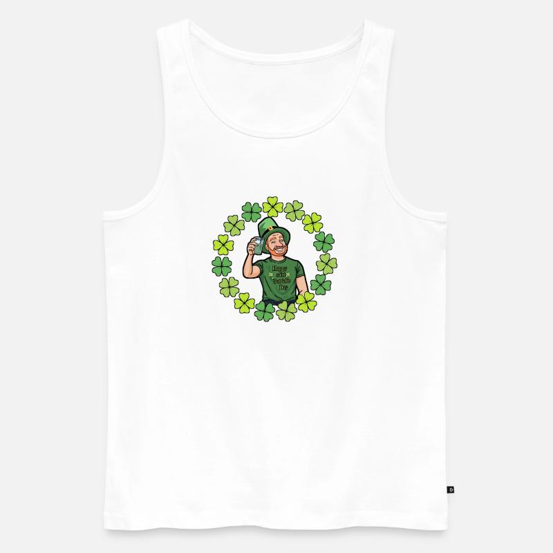 St. Patrick's Day Cartoon mit Kleeblättern - Männer Premium Bio Tank Top - Weiß