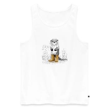 Cute otter with yellow rubber boots - Men's Premium Organic Tank Top - white - Front - AI Model Male 178 light (178cm)