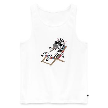 Zebra in deck chair with sunglasses - Men's Premium Organic Tank Top - white - Front - Michal (187cm)