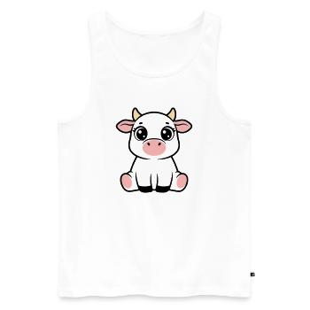 Süßes Kalb Baby Kuh Sitzend Kawaii - Männer Premium Bio Tank Top - Weiß - Vorne - Michal (187cm)