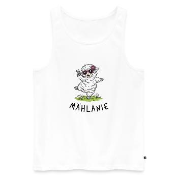 Mählanie – Cute dancing sheep with a play on words - Men's Premium Organic Tank Top - white - Front - Michal (187cm)