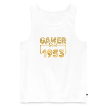 1953 - Men's Premium Organic Tank Top - white - Front - AI Model Male 178 light (178cm)
