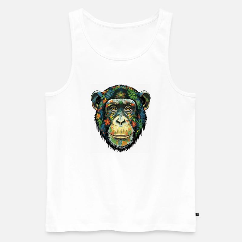 Bunte Schimpansenblüten - Männer Premium Bio Tank Top - Weiß