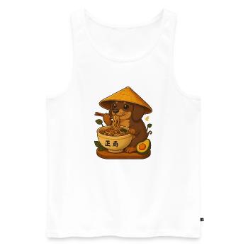 Japanese Ramen Dachshund Noodle Bowl Anime Otaku - Men's Premium Organic Tank Top - white - Front - Michal (187cm)