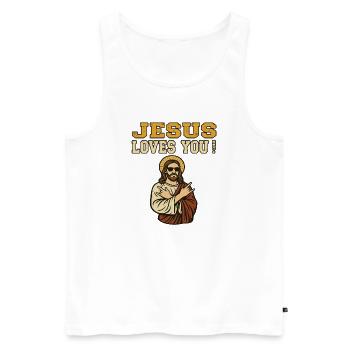 Jesus loves you Bro - Church Faith Christians - Men's Premium Organic Tank Top - white - Front - Michal (187cm)