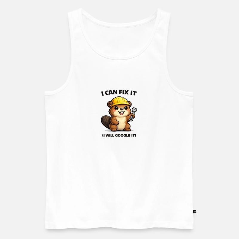 Biber Mechaniker: I Can Fix It - Männer Premium Bio Tank Top - Weiß