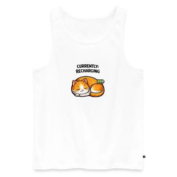 Cat Power Charged Sleep - Men's Premium Organic Tank Top - white - Front - AI Model Male 178 light (178cm)