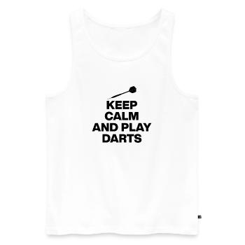 KEEP CALM AND PLAY DARTS! 180 PFEILE - Männer Premium Bio Tank Top - Weiß - Vorne - AI Model Male 178 light (178cm)