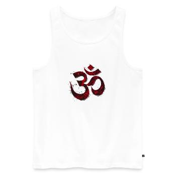 Om Symbol Spiritual Yoga Vintage Red - Men's Premium Organic Tank Top - white - Front - Michal (187cm)