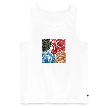 Quatre Éléments Nature Graphique Spirituel - Débardeur bio Premium Homme - blanc - Devant - AI Model Male 178 light (178cm)