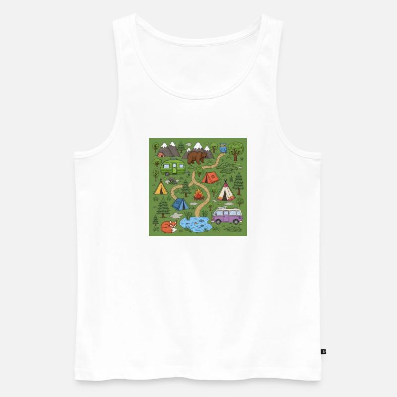 Waldcamping Abenteuer Illustration - Männer Premium Bio Tank Top - Weiß