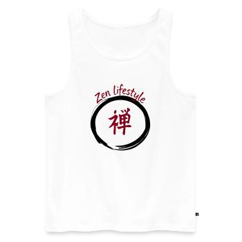 Lifestyle Zen Kanji Circular - Men's Premium Organic Tank Top - white - Front - AI Model Male 178 light (178cm)
