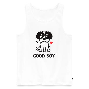 Good Boy – Süßes Hunde Motiv - Männer Premium Bio Tank Top - Weiß - Vorne - AI Model Male 178 light (178cm)