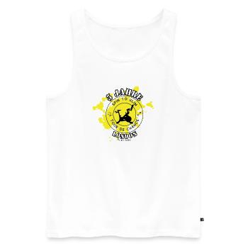 Spin to Slim Jubiläum - für helle Untergründe - Männer Premium Bio Tank Top - Weiß - Vorne - Michal (187cm)