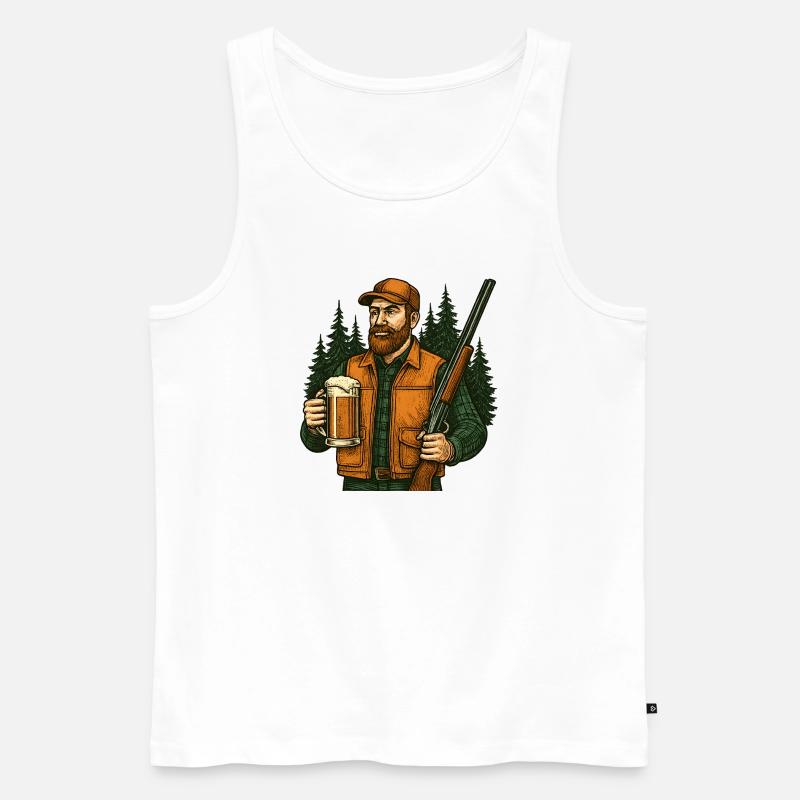 Waldjäger mit Bier und Gewehr - Männer Premium Bio Tank Top - Weiß
