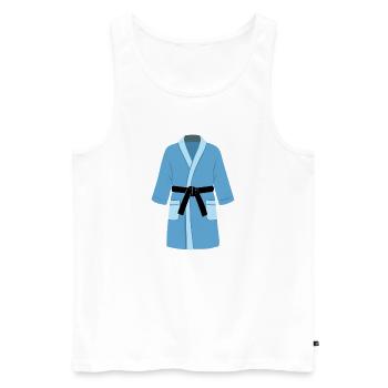 Martial Arts bathrobe (blue) - Men's Premium Organic Tank Top - white - Front - Michal (187cm)