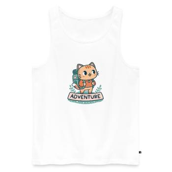 Katzen-Entdecker-Rucksack - Männer Premium Bio Tank Top - Weiß - Vorne - AI Model Male 178 light (178cm)