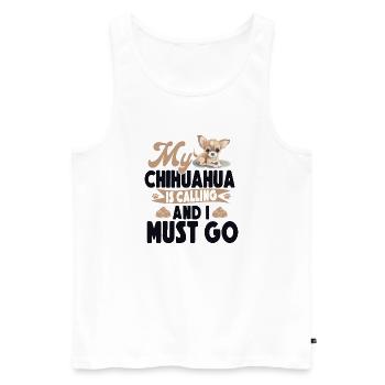 Chihuahua Chihuahueño Mon Chihuahua - Débardeur bio Premium Homme - blanc - Devant - AI Model Male 178 light (178cm)