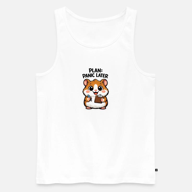 Plan: Panik Später Hamster - Männer Premium Bio Tank Top - Weiß