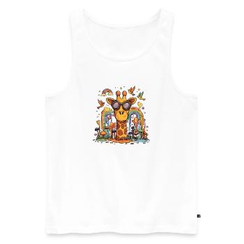 Giraffe in Rainbow Forest - Men's Premium Organic Tank Top - white - Front - AI Model Male 178 light (178cm)