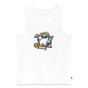 Sun-style beach penguin - Men's Premium Organic Tank Top - white - Front - Michal (187cm)