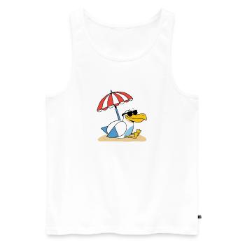 Sunny Beach Seagull with Umbrella - Men's Premium Organic Tank Top - white - Front - Michal (187cm)