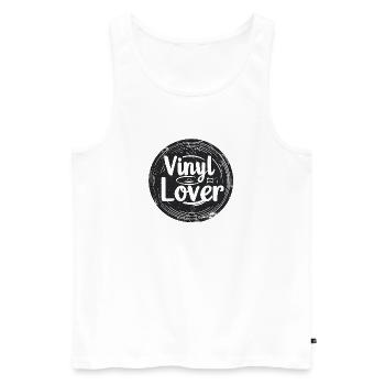 Vinyl Lover Design de musique vintage - Débardeur bio Premium Homme - blanc - Devant - AI Model Male 178 light (178cm)