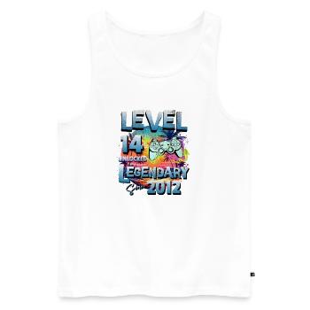 Level 14 Jahre Freigeschaltet seit 2012 Geburtstag - Männer Premium Bio Tank Top - Weiß - Vorne - AI Model Male 178 light (178cm)