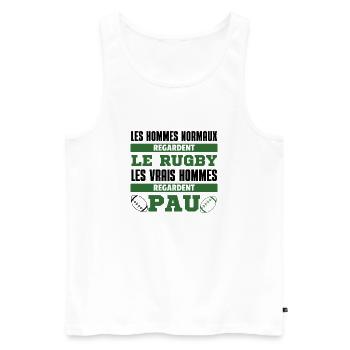 Rugby Pau Vrais Hommes - Débardeur bio Premium Homme - blanc - Devant - AI Model Male 178 light (178cm)