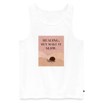 Healing, but make it slow - Men's Premium Organic Tank Top - white - Front - AI Model Male 178 light (178cm)