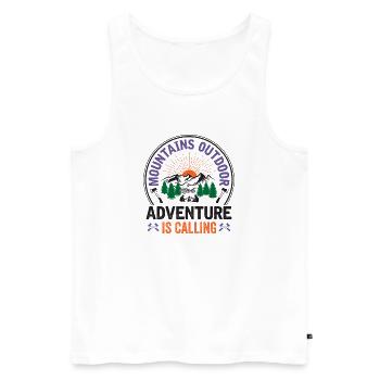 Mountains - Adventure is Calling - Men's Premium Organic Tank Top - white - Front - Michal (187cm)
