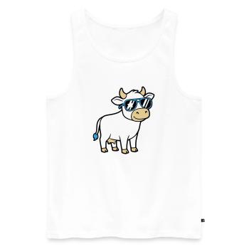 Cool Cow Sunglasses Casual Vector - Men's Premium Organic Tank Top - white - Front - AI Model Male 178 light (178cm)